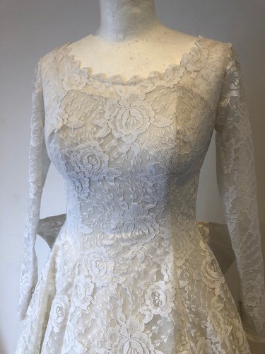 Amazing Vintage 1950s Princess Lace Wedding Bridal Dress 8 10 S - Picture 10 of 12