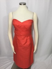 J. Crew Coral Salmon Orange Cotton Cady Strapless Dress 10 Lovely