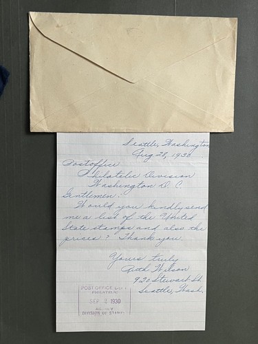1930 SEATTLE WA LETTER + POST OFFICE DEPT DIV STAMPS OFFICIAL PSE COVER +LETTER! - Picture 4 of 4
