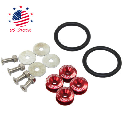 JDMSPEED CNC BILLET BUMPER TRUNK QUICK RELEASE FASTENER KIT UNIVERSAL RED 
