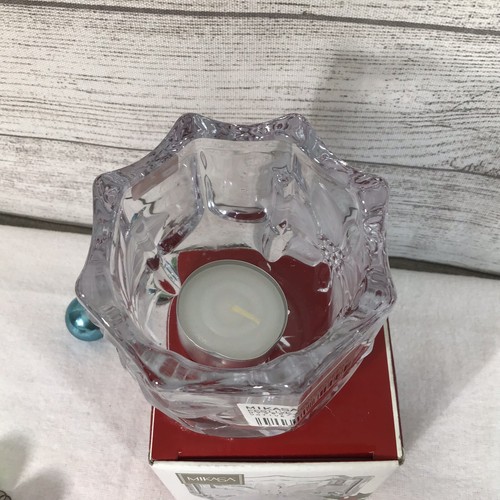 Portavelas votivas Mikasa festivo Poinsettia vidrio esmerilado transparente corte de cristal - Imagen 3 de 5