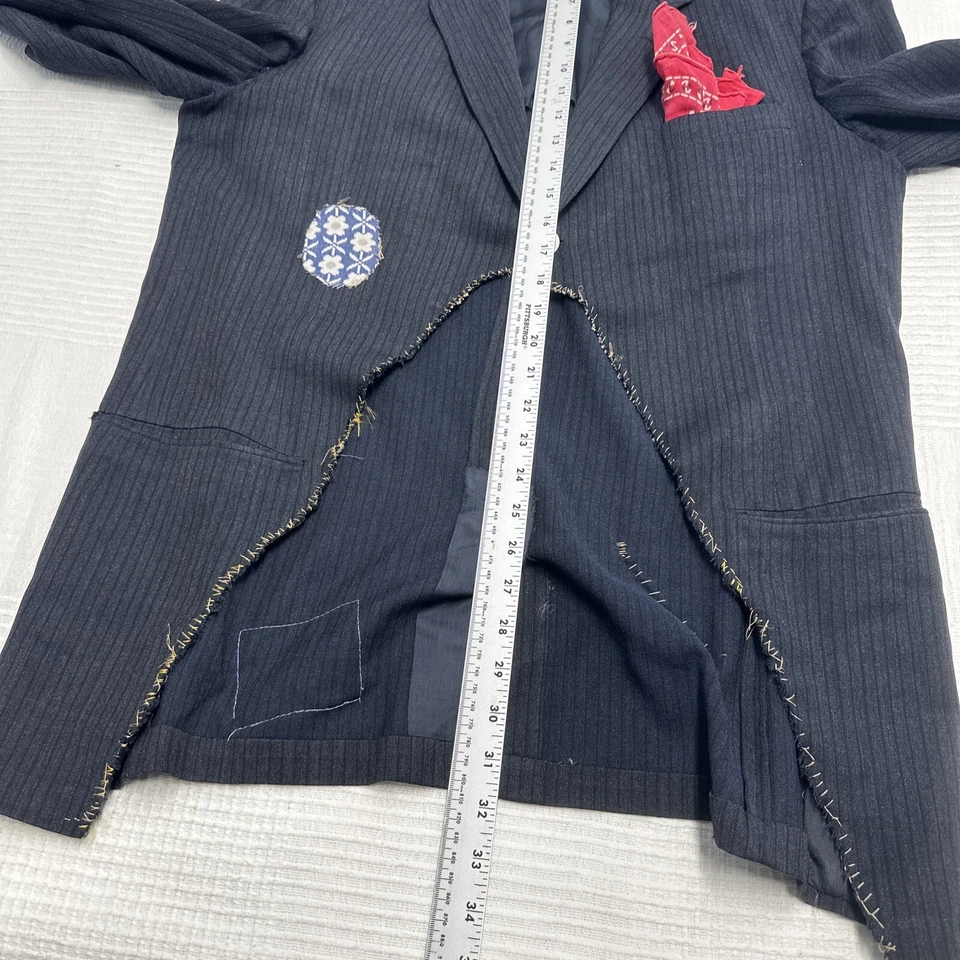 Винтажная модифицированная мужская куртка блейзер в тонкую полоску нашивки панк-рок рокабилли - Изображение 3 из 4