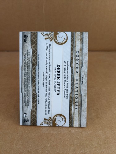 2014 Topps Triple Threads Relic, Derek Jeter, #/9 - Picture 2 of 2