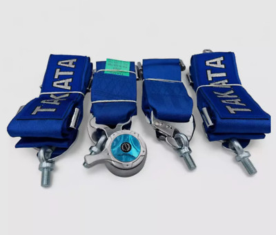 Takata 4 Points Snap-On 3'' Seat Belt Harness Universal Racing Blue Camlock + DHL
