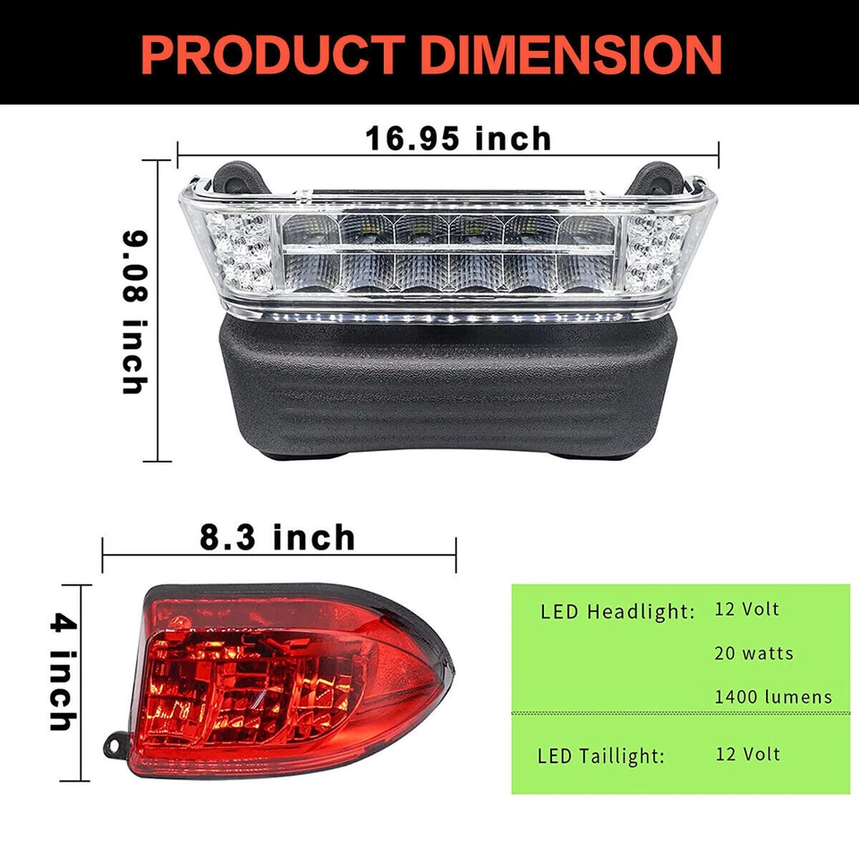 Golf Cart LED Headlight Tail Light Kit Fit For Club Car Precedent 2004-08 - Image 4 of 4