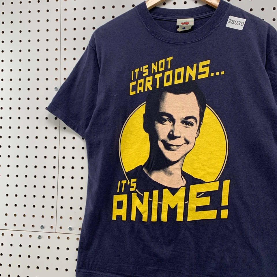 Big Bang Theory Shirt Blue Yellow Sheldon Its Not Cartoon ANIME Adult M 20x26.5 - Image 3 of 4