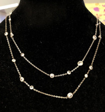 Vintage Silpada 925 Sterling Silver Round Cubic Zirconia CZ Station Necklace