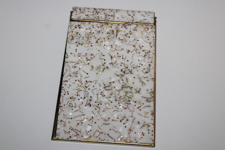 Vintage PS Park Sherman Retro MCM Notepad Holder Gold Glitter - 2