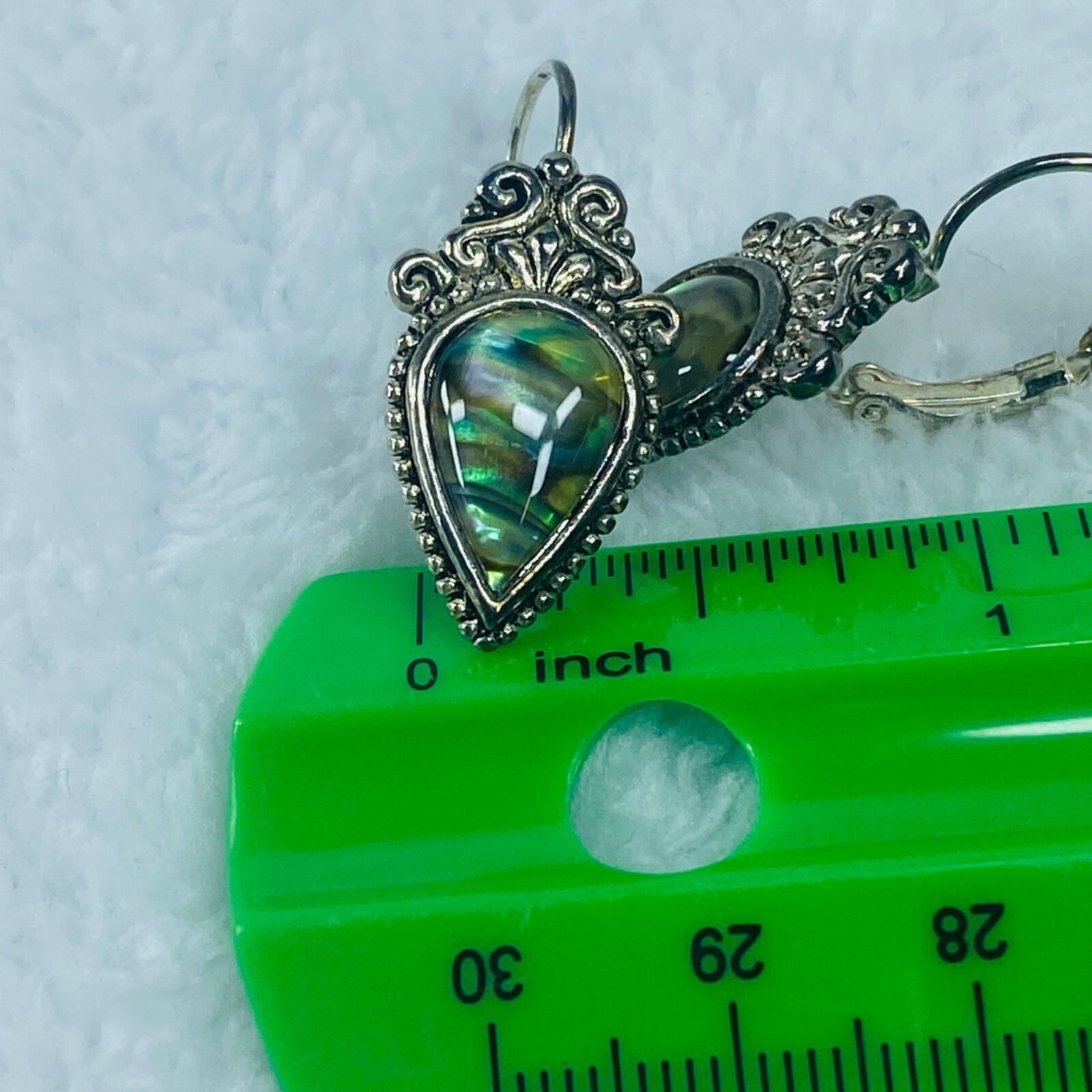 Multicolor Abalone Shell Pierced Earrings in Silv… - image 12