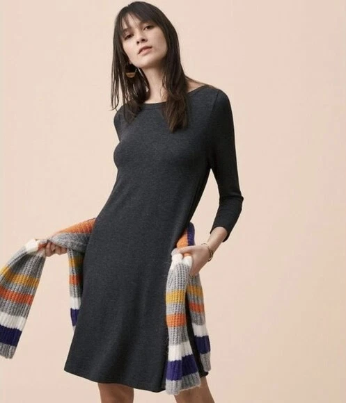 NWT LOFT Lou Grey Charcoal Heather Gray Signaturesoft Swing