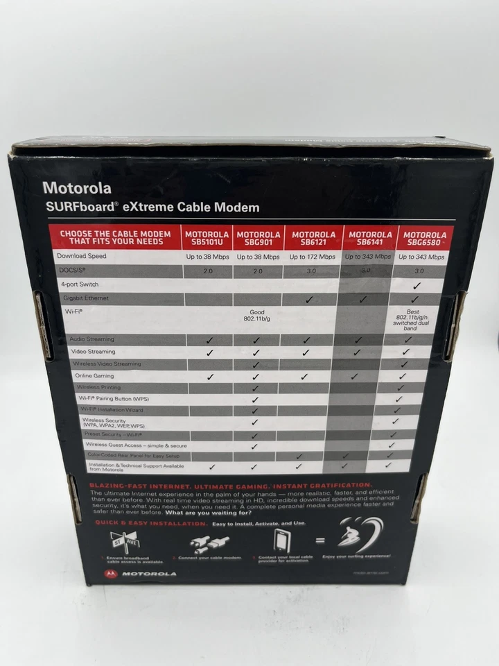 Motorola SURFboard Cable Modem SB6141 DOCSIS 3.0 White 8 Times Faster New In Box - Image 3 of 4