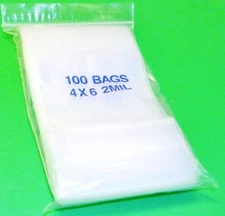4x6 Reloc Zippit Bags Clear 2 Mil Reclosable Poly Bag 4" x 6" Pack of 100