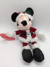 Vintage 2002 Disney Parks Christmas Santa Mickey Mouse Bean Bag Plush wTag As Is