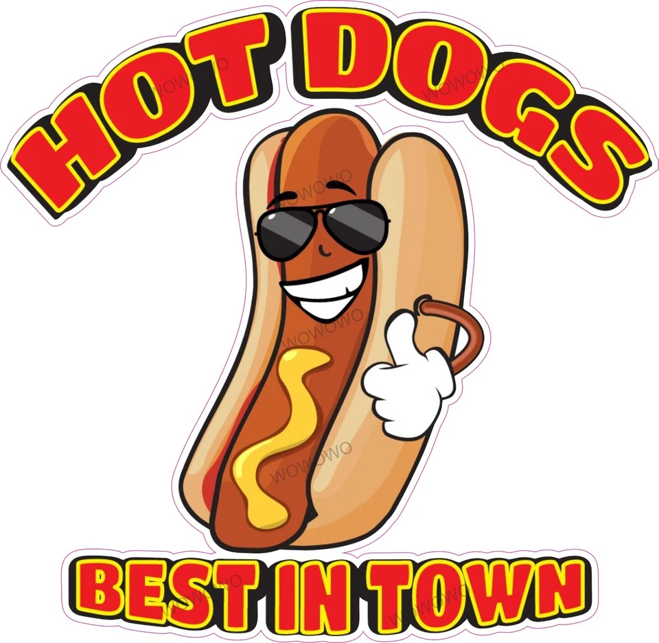 Catering van sticker Hot Dogs mascot Best in Town trailer sausage decal hot (B)