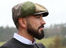 Hanna Hats Donegal Irish Eight Piece Cap Wool Tweed Patch Vintage Flat Hat