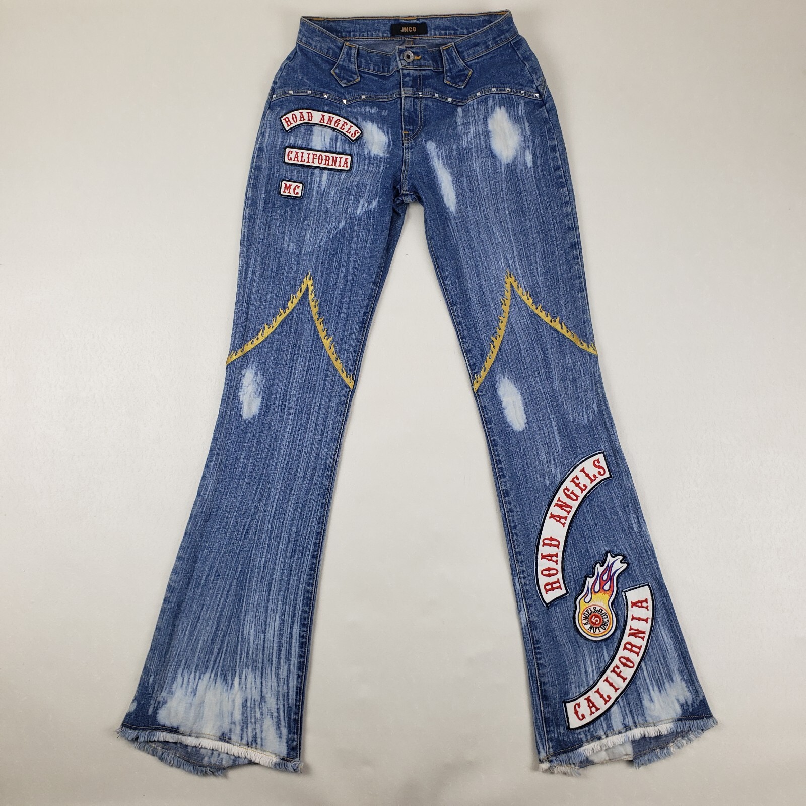 Vintage JNCO Flare Jeans Y2K California Road Angel Patch Embroider | eBay