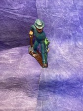 Vintage Manoil Barclay Lead Toy Soldiers Military Blue Pants Shirt Fedora Shovel
