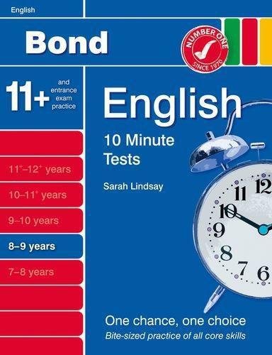 Bond 10 Minute English Tests for Ages 8-9 by Sarah Lindsay 2014 Paperback
