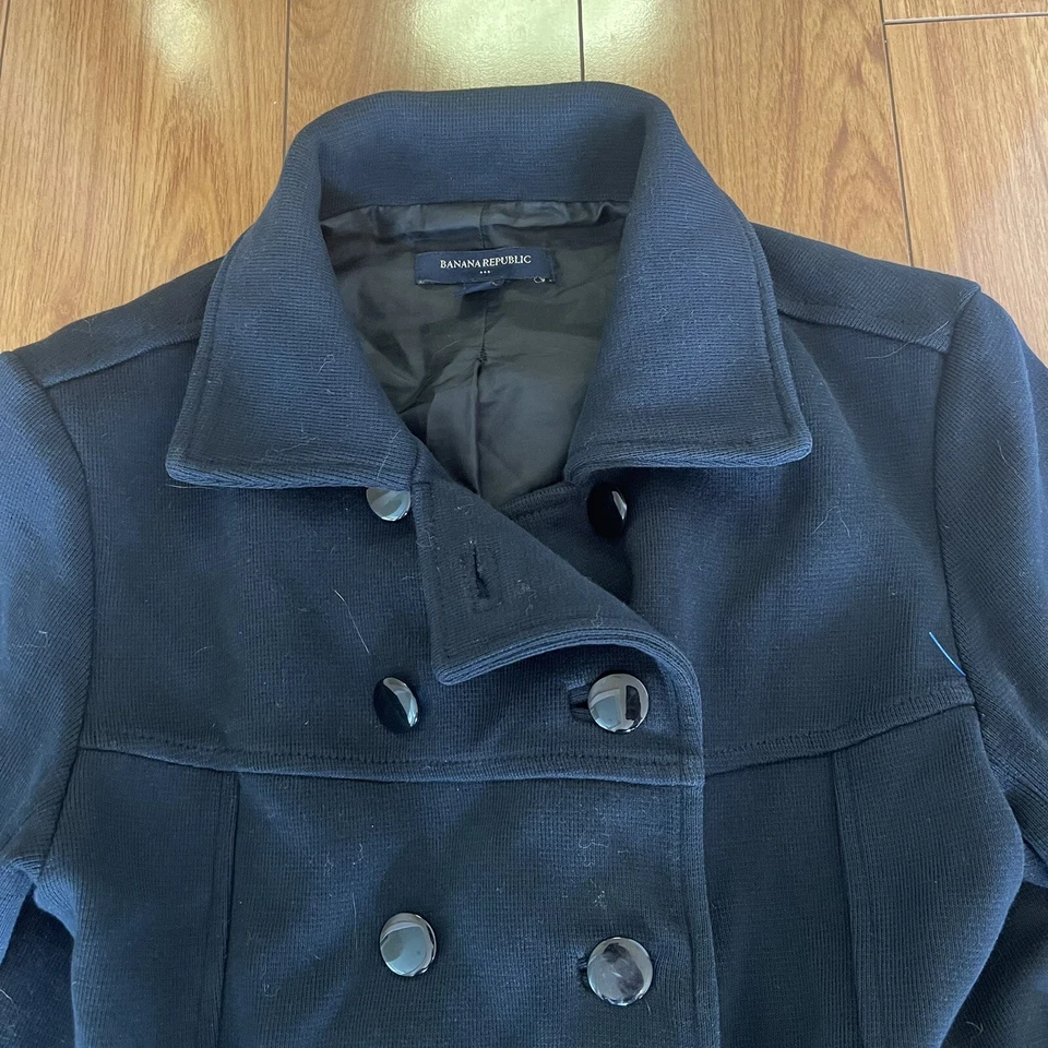 Banana Republic Jacket Women XS Black Pea Coat Blazer Double Breasted Ladies - Image 3 of 4