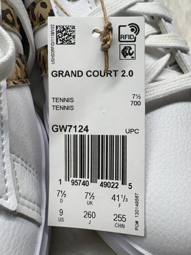 New Adidas Grand Court Sneakers Cheetah Leopard Print White Size 9 US - Picture 3 of 5