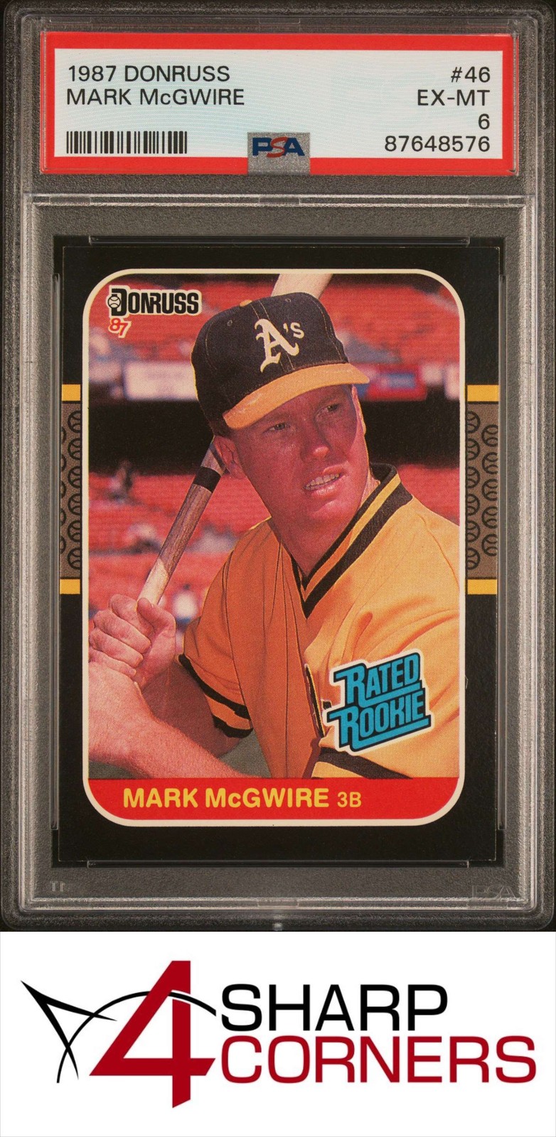 1987 DONRUSS #46 MARK McGWIRE RATED ROOKIE ATHLETICS PSA 6