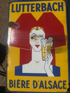 Tole Publicitaire Bière Bistrot Brasserie LUTTERBACH CRISTAL BOHEME Alsace