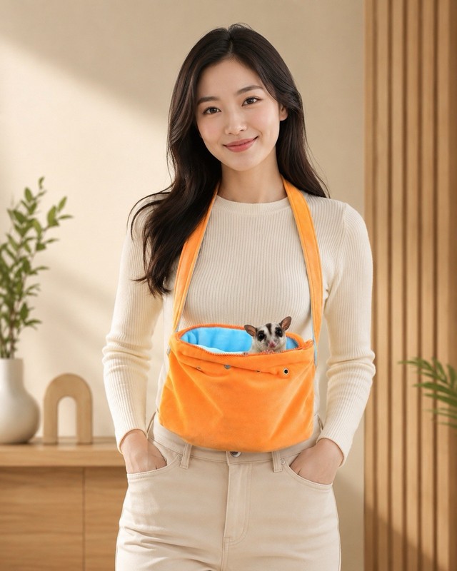 Soft & Cozy Bonding Carrier Pouch for Small Pets Orange Blue