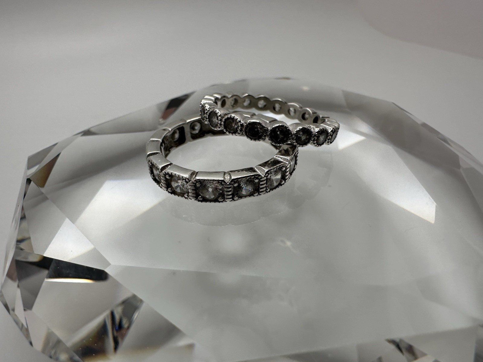Sterling Silver Eternity CZ 2 Ring Stack Set Size… - image 6