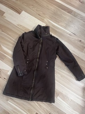 E408 Jacket Womens Medium Brown Hooded Ski Parka Full Zip Insulated Winter