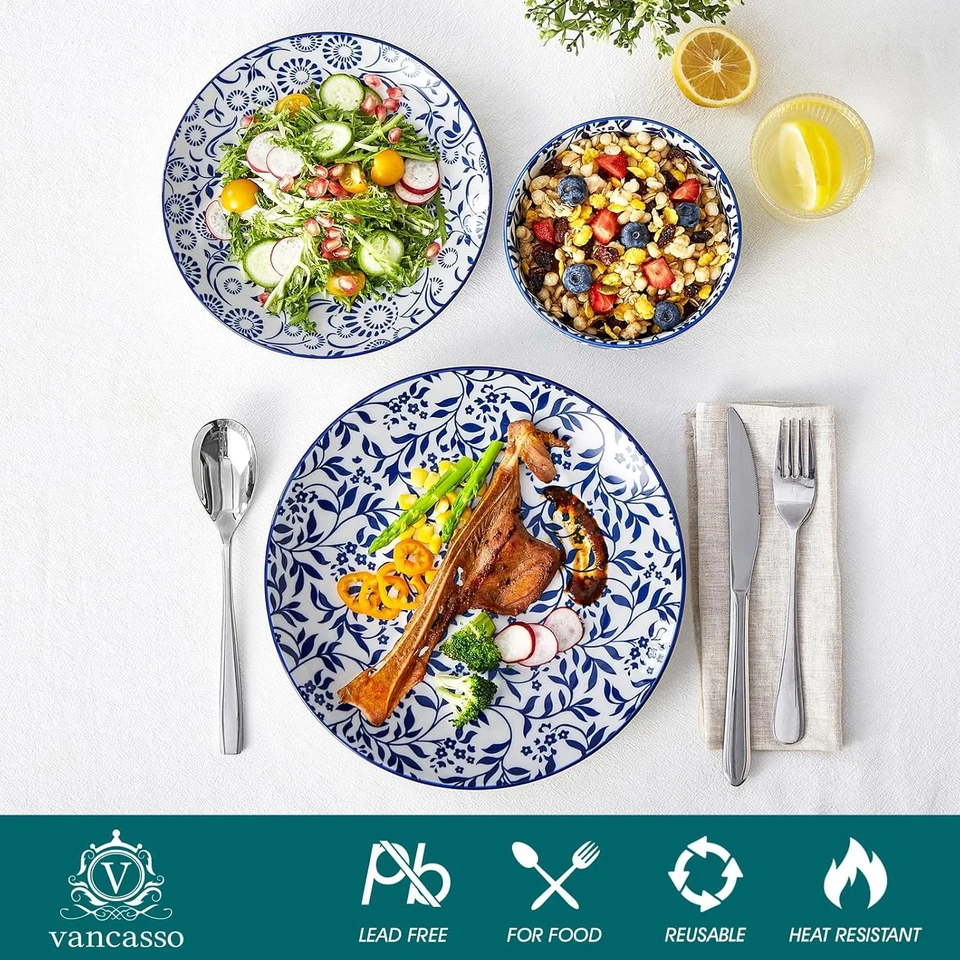 Juego de platos y cuencos de porcelana vancasso de 12 piezas juego de vajilla para 4 Foto 4 de 4