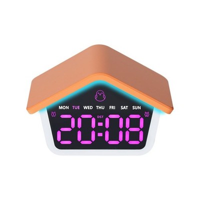 Hausförmiger LED-Wecker Mit Nachtlicht  Snooze-Funktion & Farbwechsel