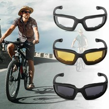3 Pairs Padded Motorcycle Anti Wind Riding Glasses Smoke Clear Yellow Sunglasses