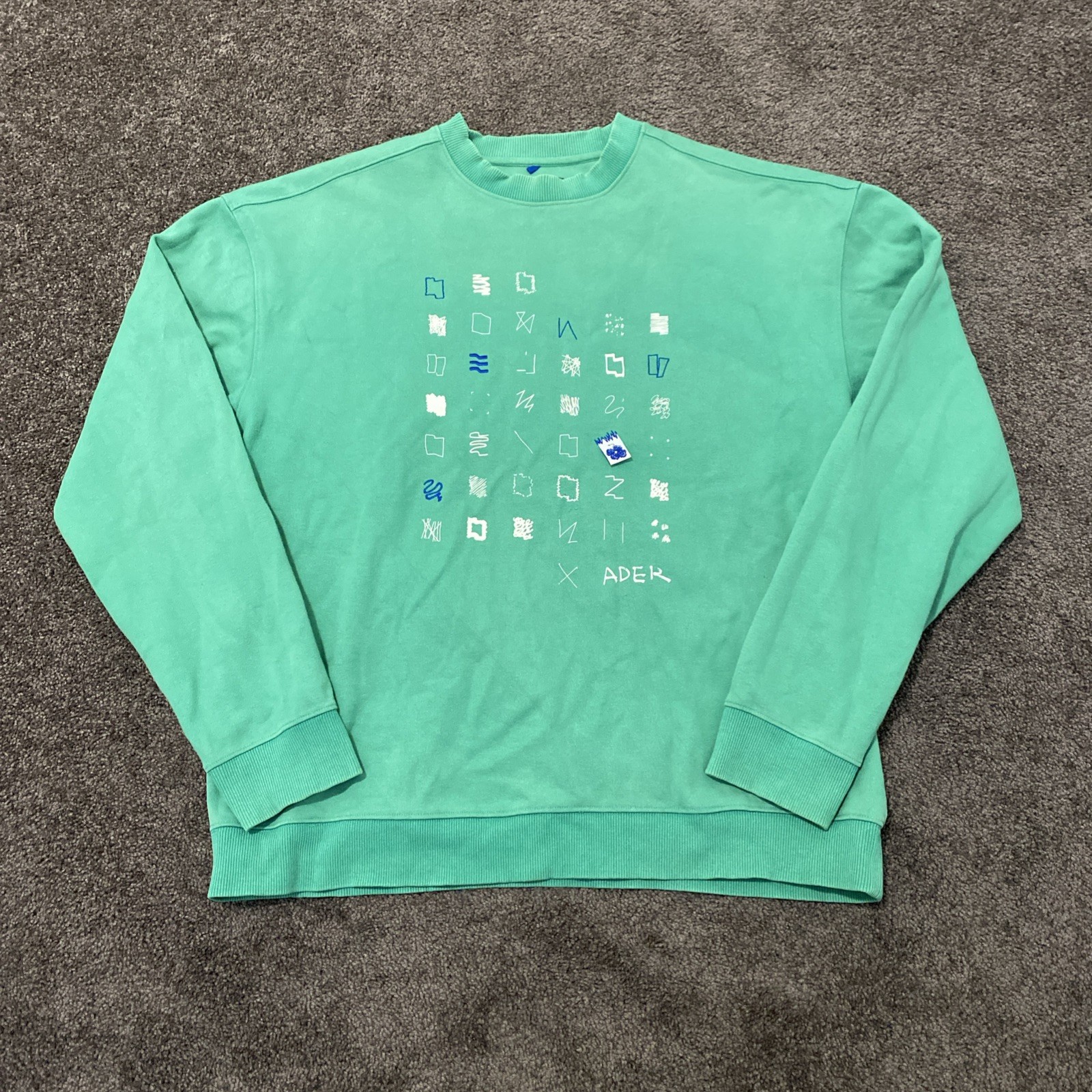 ADER ERROR Archive Sweatshirt Crewneck Graphic Print Aqua
