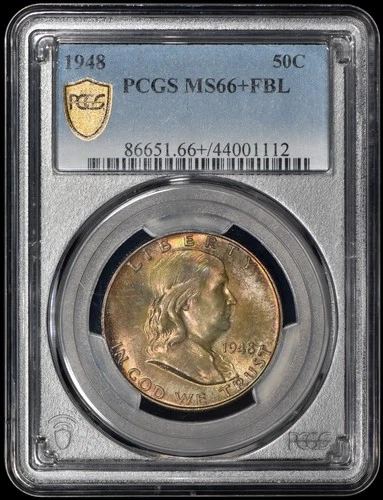 1948 Franklin Half Dollar 50c PCGS MS66+ FBL - Great Color/Toning!