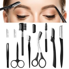 8 In 1 Eyebrow Grooming Kit, Multipurpose Exfoliating 8 Piece Set, Black