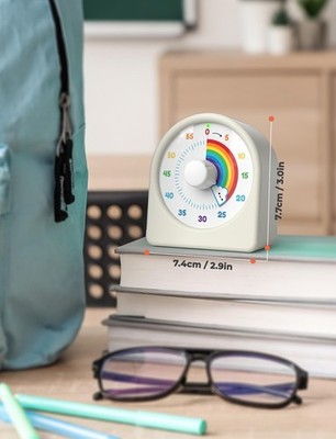 LIORQUE Visueller Timer 60 Minuten Leise Akku Küche Schule Büro Silikon Gehäuse