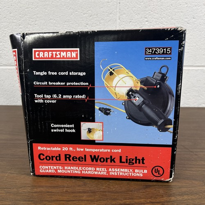 #ad Craftsman Retractable 20ft Cord Reel Work Light Low Temperature Cord 3473915 $39.95