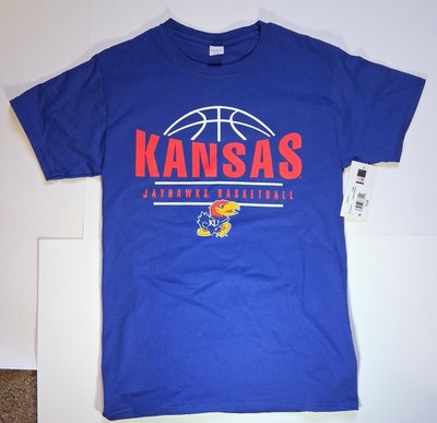 University of Kansas KU Jayhawk Basketball T-Shirt Blue NEW Adult Size SMALL