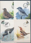 XE60222 Belgium 2001 -2002 animals fauna flora birds maxicards used