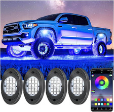 4 Pods RGB LED Rock Lights Kit APP Control Music Mode Underglow Lights 12V