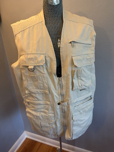 Orvis Fly Fishing Vest Mens Large Khaki Vented Multipocket Utility Mesh Lined