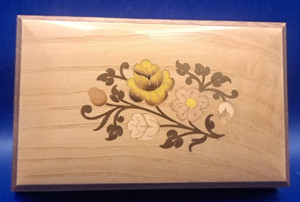 Vintage Wooden Inlay Music Jewelry Trinket Box Works - "Romeo & Juliet" Italy