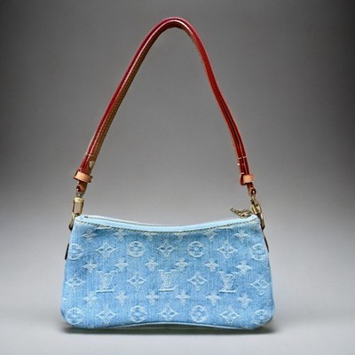 Louis Vuitton Liv Pochette Bag – Blue Denim Monogram, Gold-Tone