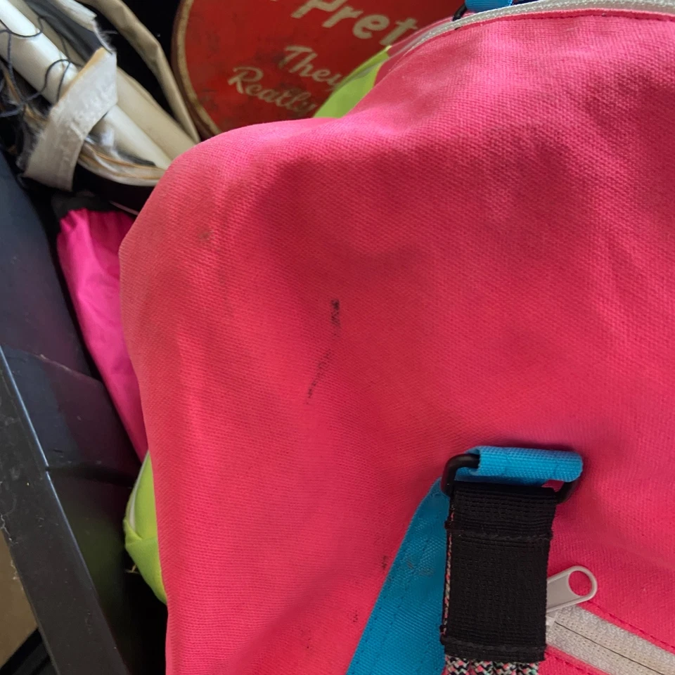 KAVU retro 90's Duffle Bag Crossbody shoulder handles lg wknder NEON - Image 2 of 4