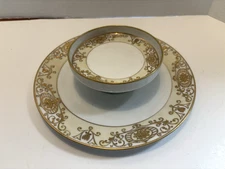 Noritake  16034 Christmas Ball Chip & Dip w/Attached Plate - Green Backstamp