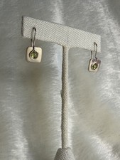 Vintage Silpada Green Peridot Petite Square Dangle Earrings W0659 Retired