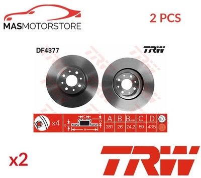 BREMSSCHEIBEN SATZ PAAR VORNE TRW DF4377 2PCS P FÜR LANCIA DELTA III 1.6L,1.4L