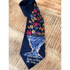 Wishes Do Come True Stacey Canada Floral Whale Novelty Tie Navy