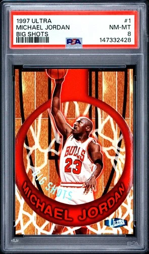 147332428 Michael Jordan 1997 Fleer Ultra #1 BS Big Shots PSA 8