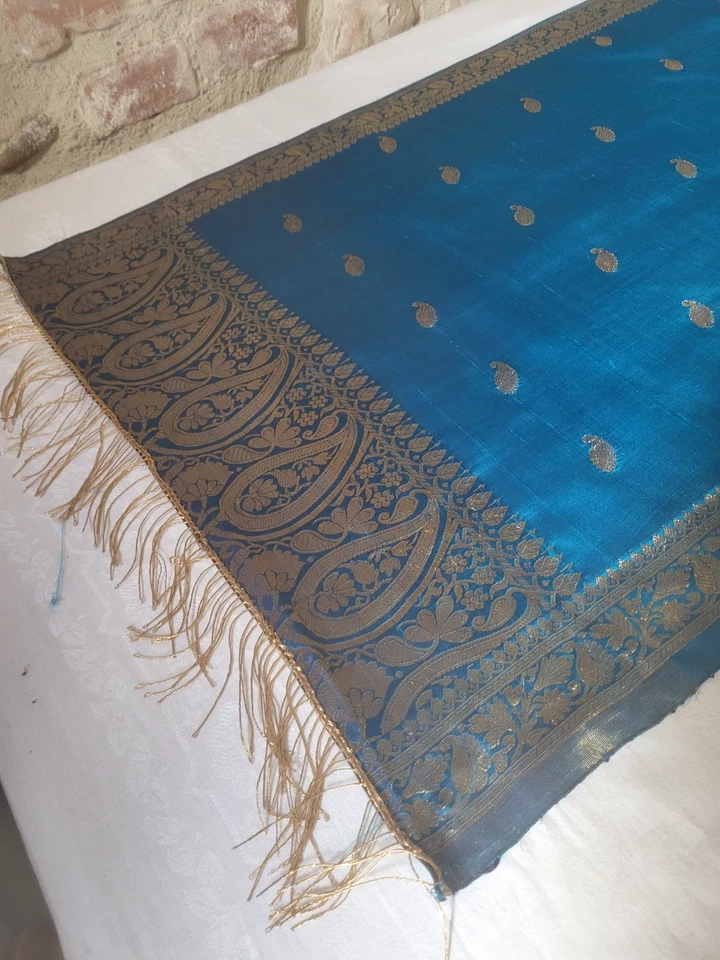 N28 Chemin de table en brocard lamé Inde table runner silk brocade 53x223cm - Photo 3/4